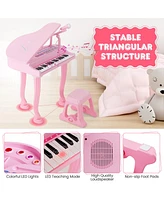 37 Keys Kids Piano Keyboard with Stool, Microphone and Lid