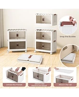 Volenca 60 Gal 3-Tier Stackable Storage Boxes Bins with Magnetic Doors and Lockable Casters