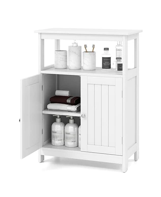 Bathroom Floor Cabinet Freestanding Storage Organizer with Open Compartment