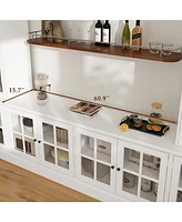 High quality luxury white multifunctional Tv cabinet, display cabinet, 12 doors, tempered glass