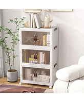 Volenca 60 Gal 3-Tier Stackable Storage Boxes Bins with Magnetic Doors and Lockable Casters