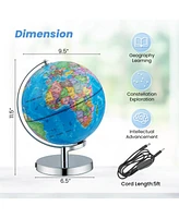 3-in-1 Illuminated World Globe with Stand and 88 Constellations