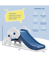 Kids Slide, Freestanding Baby Mini Play Climber Slide Set Hdpe/Anti-Slip Foot Pads/Non-Slip Widened Pedals for Indoor Outdoors Use (Blue)