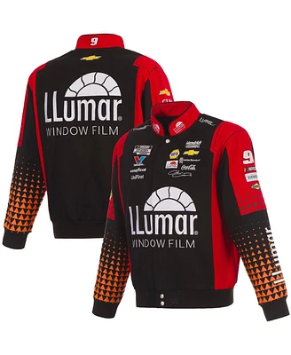 Jh Design Men's Black/Red Chase Elliott Llumar Full-Snap Twill Uniform Jacket