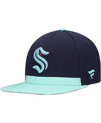 Fanatics Men's True Navy Seattle Kraken Pro Locker Room Snapback Hat