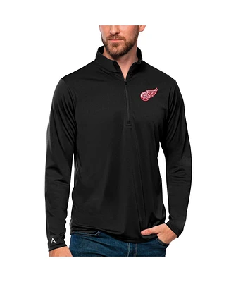 Antigua Men's Black Detroit Red Wings Tribute Quarter-Zip Pullover Sweatshirt