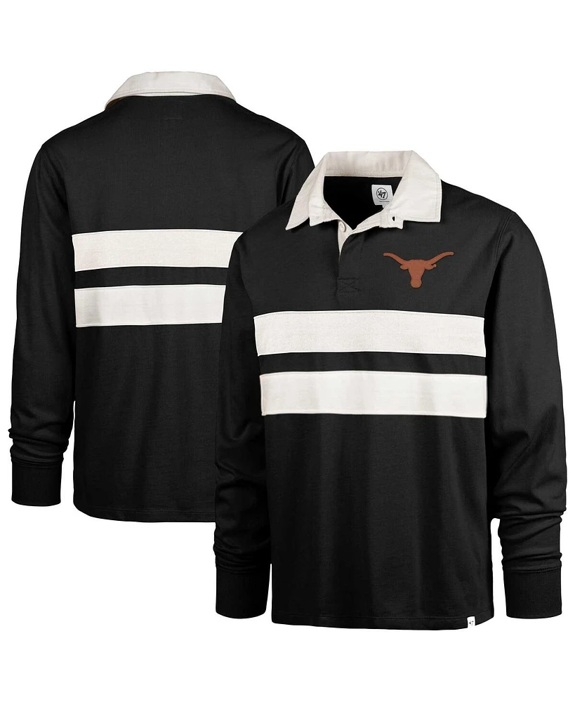 '47 Brand Men's Black Texas Longhorns Clubhouse Knox Thames Long Sleeve Rugby Polo Shirt