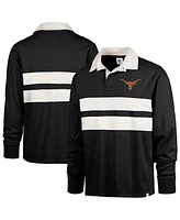 '47 Brand Men's Black Texas Longhorns Clubhouse Knox Thames Long Sleeve Rugby Polo Shirt