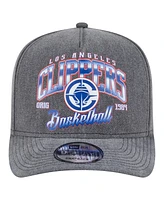 New Era Men's Charcoal La Clippers Throwback Washed Pre-Curved 9FIFTY Snapback Hat