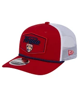 New Era Men's Red/White Florida Panthers Team Patch Basic 9SEVENTY Adjustable Trucker Hat