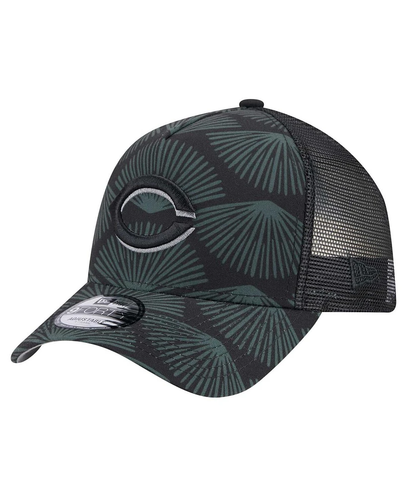 New Era Men's Black Cincinnati Reds 9FORTY A-Frame Trucker Adjustable Hat