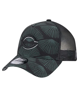 New Era Men's Black Cincinnati Reds 9FORTY A-Frame Trucker Adjustable Hat
