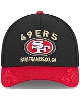 New Era Big Boys and Girls Black/Scarlet San Francisco 49ers 2025 Nfl Draft 9FORTY A-Frame M-Crown Adjustable Hat