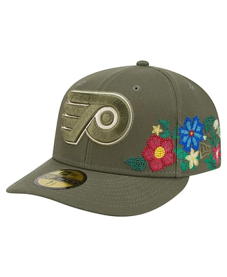 New Era Men's Olive Philadelphia Flyers Tonal Florals 59FIFTY Fitted Hat