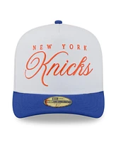 New Era Men's White/Blue York Knicks 2025 Nba Draft A-Frame 59FIFTY Fitted Hat
