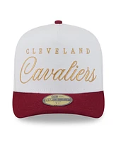 New Era Men's White/Wine Cleveland Cavaliers 2025 Nba Draft A-Frame 59FIFTY Fitted Hat