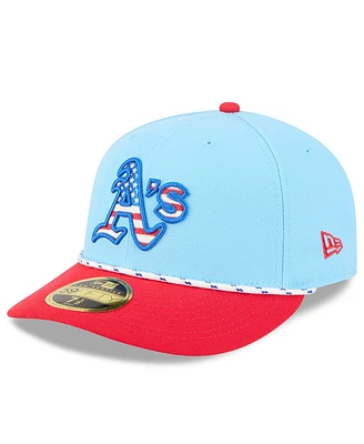 New Era Men's Light Blue/Red Athletics 2025 Fourth of July Low Profile 59FIFTY Fitted Hat