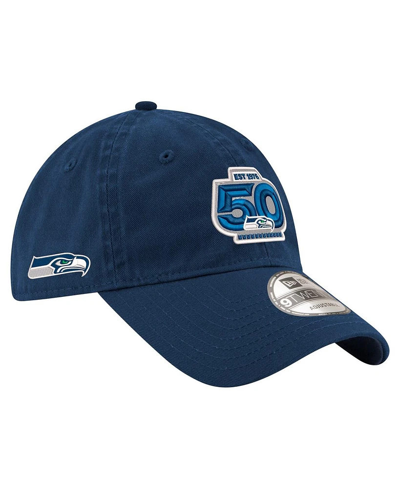 New Era Men's College Navy Seattle Seahawks 50th Season 9TWENTY Adjustable Hat