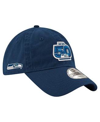 New Era Men's College Navy Seattle Seahawks 50th Season 9TWENTY Adjustable Hat