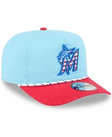 New Era Men's Light Blue/Red Miami Marlins 2025 Fourth of July Golfer Snapback Hat