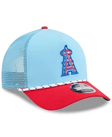 New Era Men's Light Blue/Red Los Angeles Angels 2025 Fourth of July 9FORTY A-Frame M-Crown Adjustable Trucker Hat
