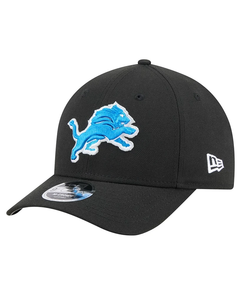 New Era Men's Black Detroit Lions Team Collection 9FORTY M-Crown Adjustable Hat