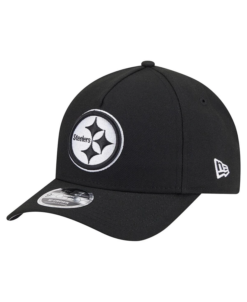 New Era Men's Black Pittsburgh Steelers Team Collection 9FORTY M-Crown A-Frame Adjustable Hat