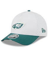 New Era Men's White/Midnight Green Philadelphia Eagles 2025 Nfl Training Camp A-Frame 9FORTY Adjustable Hat