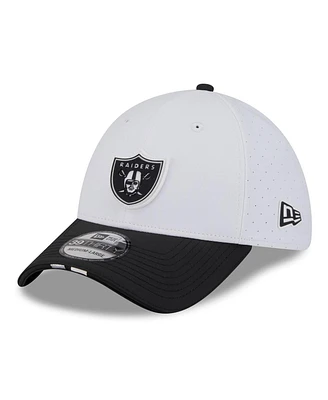 New Era Men's White/Black Las Vegas Raiders 2025 Nfl Training Camp 39THIRTY Flex Hat
