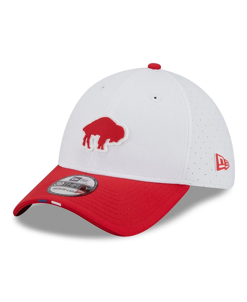 New Era Men's White/Red Buffalo Bills 2025 Nfl Training Camp Throwback Logo 39THIRTY Flex Hat