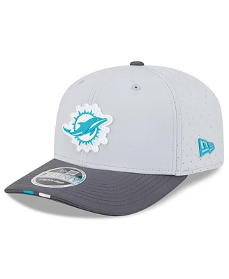 New Era Men's Gray/Graphite Miami Dolphins 2025 Nfl Training Camp 9SEVENTY Adjustable Hat