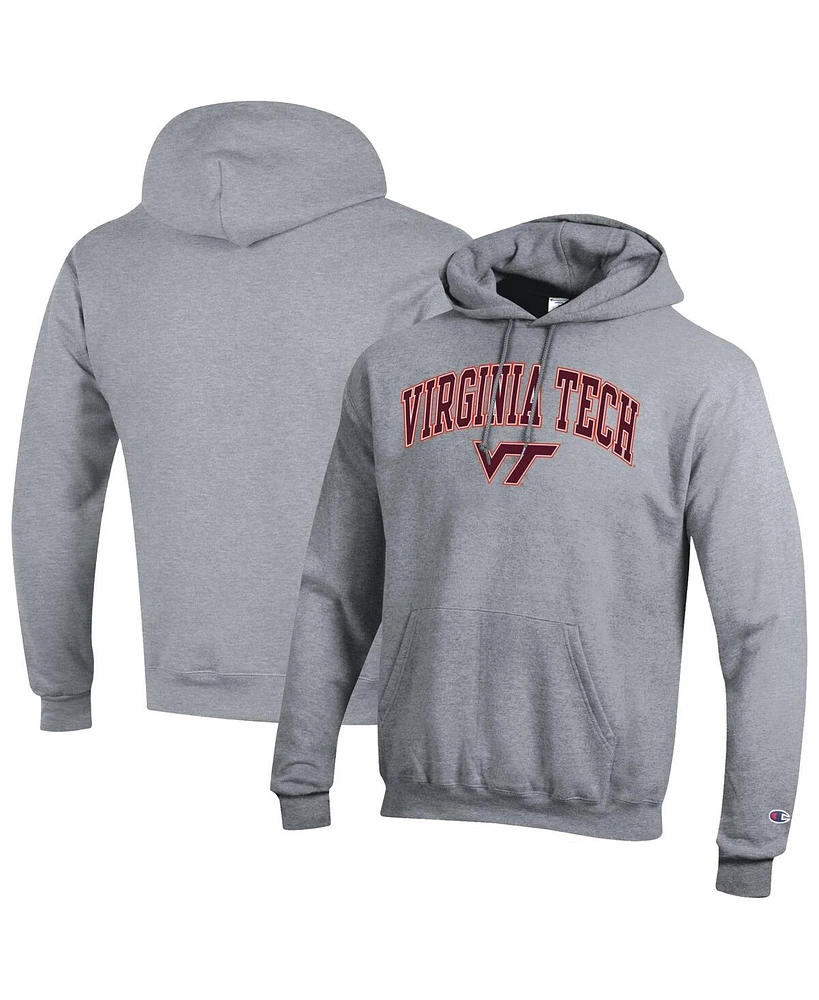 Champion Men's Heather Gray Virginia Tech Hokies Arched Logo Fleece Pullover Hoodie