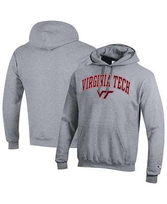 Champion Men's Heather Gray Virginia Tech Hokies Arched Logo Fleece Pullover Hoodie