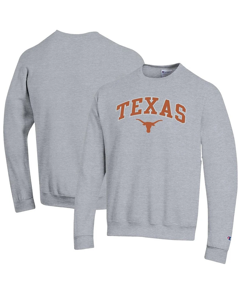 Champion Men's Heather Gray Texas Longhorns Arch Over Logo Pullover Sweatshirt