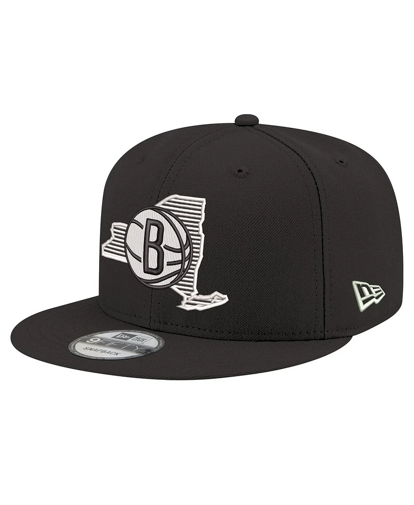 New Era Men's Black Brooklyn Nets State Pride 9FIFTY Snapback Hat