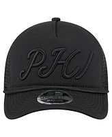 New Era Men's Black Philadelphia Phillies City Initial 9FORTY A-Frame M-Crown Adjustable Trucker Hat