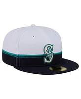 New Era Men's Navy/White Seattle Mariners Paint Stroke 59FIFTY Fitted Hat