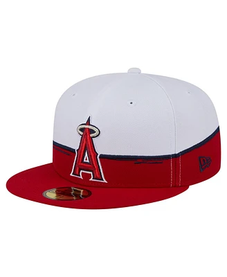New Era Men's Red/White Los Angeles Angels Paint Stroke 59FIFTY Fitted Hat