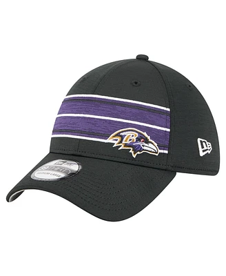 New Era Men's Black Baltimore Ravens Stripes 39THIRTY Flex Hat