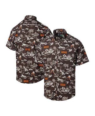 Reyn Spooner Men's Brown Cleveland Browns Throwback Kekai Print Button-Up Shirt