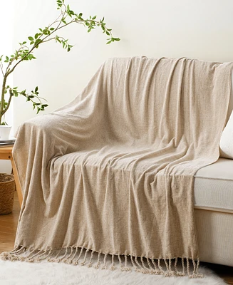 Battilo Lifestyle Chenille Throw with Fringe Tassels, 50" x 60"