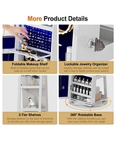 Vlsrka Led jewelry storage cabinet with back shelves and 360° rotation.