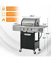 Mondawe 3 Burner 40,500 Btu Stainless Steel Barbecue Gas Grill with Side Burner