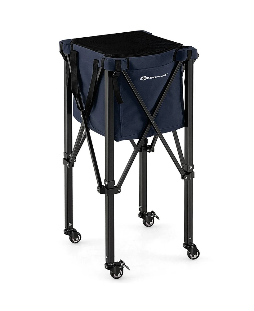 Lightweight Foldable Tennis Ball Teaching Cart with Wheels and Removable Bag