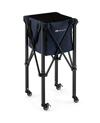 Lightweight Foldable Tennis Ball Teaching Cart with Wheels and Removable Bag