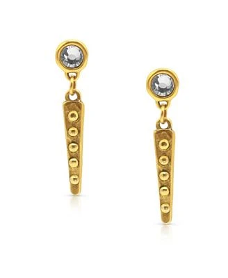Bowood Lane 12k Gold Plated Cubic Zirconia Post With Textured Spike Charm Earrings