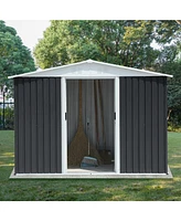 Mondawe 8FTx6FT Outdoor Storage Garden Bike Shed With Aluminum alloy frame and sliding door
