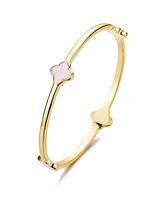 Adornia Gold Mother of Pearl Clover Bangle Bracelet