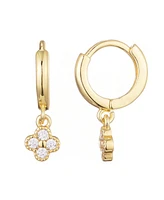 Adornia Cubic Zirconia Extra Mini Clover Dangle Huggie Earrings