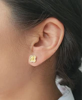 Adornia Button Clover Cubic Zirconia Halo Stud Earrings